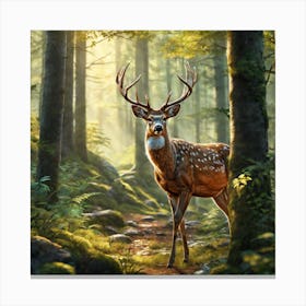 Deer In The Forest 129 Canvas Print