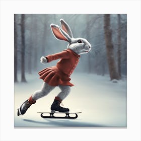 Rabbit On A Skateboard Canvas Print