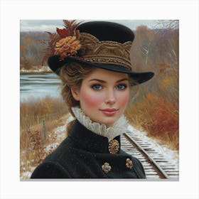 Girl In A Top Hat Canvas Print
