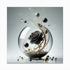 Black Rose In A Glass Vase 2 Toile