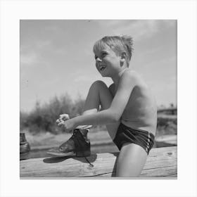 Rupert, Idaho,Schoolboy At Swimming Pool By Russell Lee Canvas Print