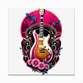 Electric Guitar With Flowers 4 Canvas Print