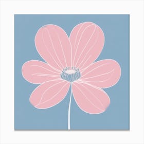 A White And Pink Flower In Minimalist Style Square Composition 22 Canvas Print