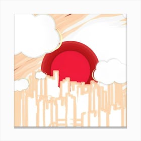 Rising Japan White Japanese Red Sun Lunisolar Theme Nature Canvas Print