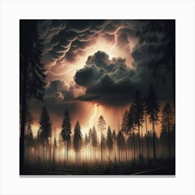 Lightning In The Forest 3 Canvas Print