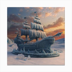 Beautiful ice sculpture in the shape of a sailing ship 33 Canvas Print