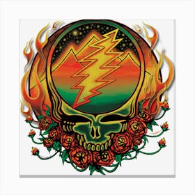 Grateful Dead Death Steal Your Face Deadhead Hippie, Logo Graphic Art Canvas Print