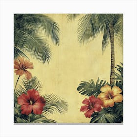 Tropical Background With Tropical Flowers Art Canvas Print