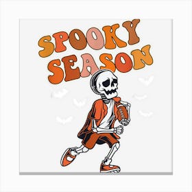 American Football Skeleton Halloween Sport Spooky Season Canvas Print