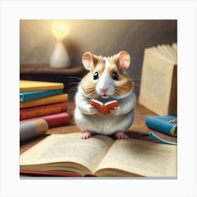 Hamster Reading Book 5 Canvas Print