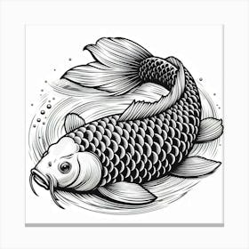 Line Art koi carp 3 Canvas Print