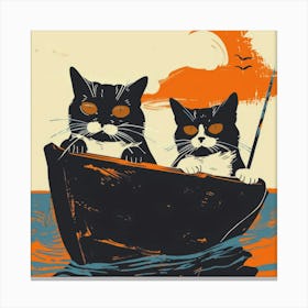 Cats In A Boat Canvas Print