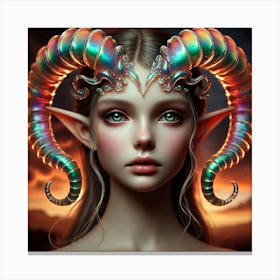 Elven Girl With Horns 12 Canvas Print