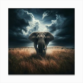 Elephant In A Stormy Sky Canvas Print