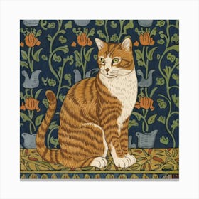 William Morris Style Cat Art Print Painting(1) Canvas Print