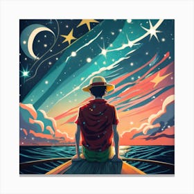 Monkey D Luffy In Night Sitting On The Head Of T Canvas Print