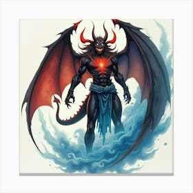 Demon With Watercolor Dark Energy Vortex 1 Canvas Print