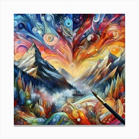 Mountain Landscape Painting 1 Canvas Print