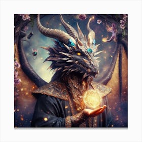Dragon Holding A Crystal Canvas Print