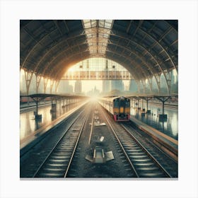 Train Station At Sunrise Canvas Print