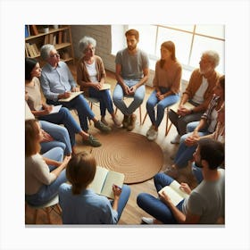 Group Of People In A Circle Canvas Print