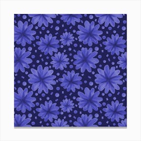 Floral Botanicals Navy On Blue 1 Canvas Print