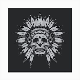 Skull Indian Headdress Canvas Print