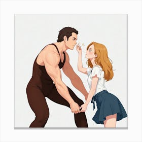 Boy And A Girl Kissing Canvas Print