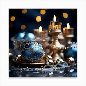 Christmas Background With Candles Canvas Print