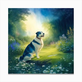 Dog In The Forest Canvas Print