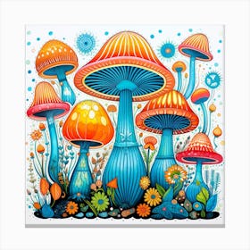 Mushrooms In The Garden 1 Canvas Print