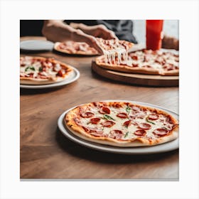 Pizzas On A Table Canvas Print