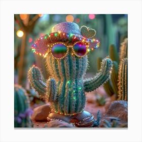 Cactus With Lights 3 Canvas Print