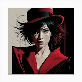 Woman In A Red Hat Canvas Print