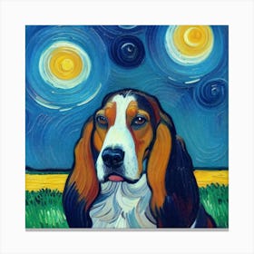 Basset Hound Starry Night 7 Canvas Print