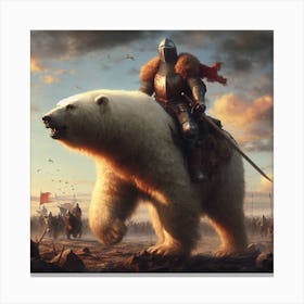 Knight on bear Canvas Print