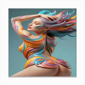 Woman With Colorful Hair 1 Canvas Print