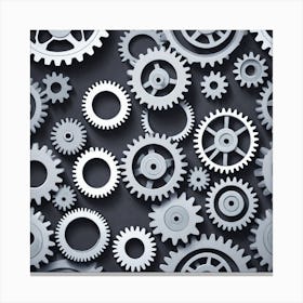 Gears On A Black Background 10 Canvas Print