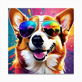 Corgi In Sunglasses 72 Canvas Print