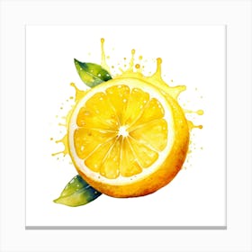 Watercolor Lemon Splash Canvas Print