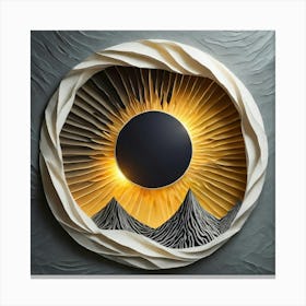 April 8 2024 Solar Eclipse Over Mountains Canvas Print