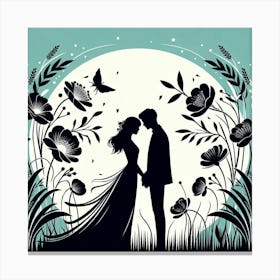 Silhouette of Couple 3 Canvas Print