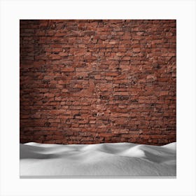 Red Brick Wall With Snow Canvas Print