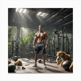 Tiger In Gym Canvas Print