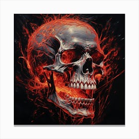 Skull On Fire Canvas Print