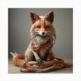 A Fox made of rope Canvas Print