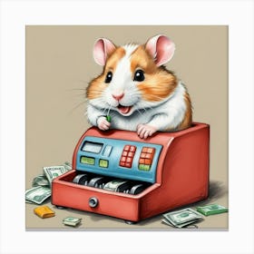 Hamster At The Cash Register 3 Canvas Print