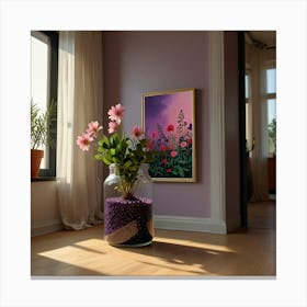 Purple Flowers In A Vase Canvas Print