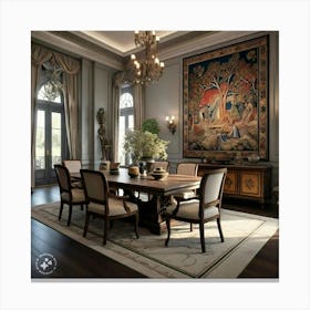 Dining Room With A Tapestry Canvas Print