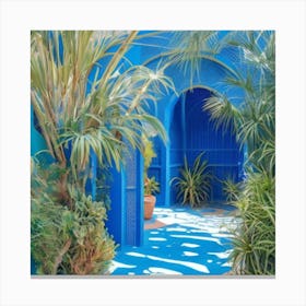 Blue House In Jardin Majorelle Morocco Canvas Print